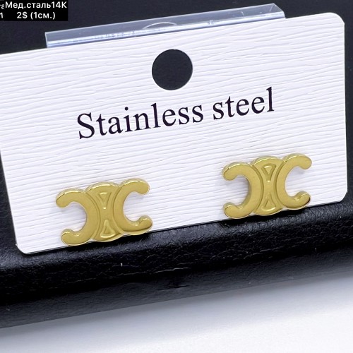 Сережки мед.сталь14К 10614 ( 1 см.)